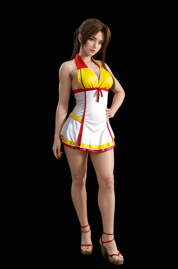 "Mai Shiranui", (best quality,ultra-detailed),(Realistic:1.37), beautiful and detailed face, Ultra-realistic texture, delicate face, athletic body, 4k ultra-HD.
