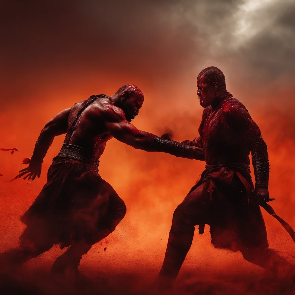 In a barren waste land of a black world with ni sun, cloud or life
Stood two male humans covered in blood, ready to tear each other apart in a brutal fight