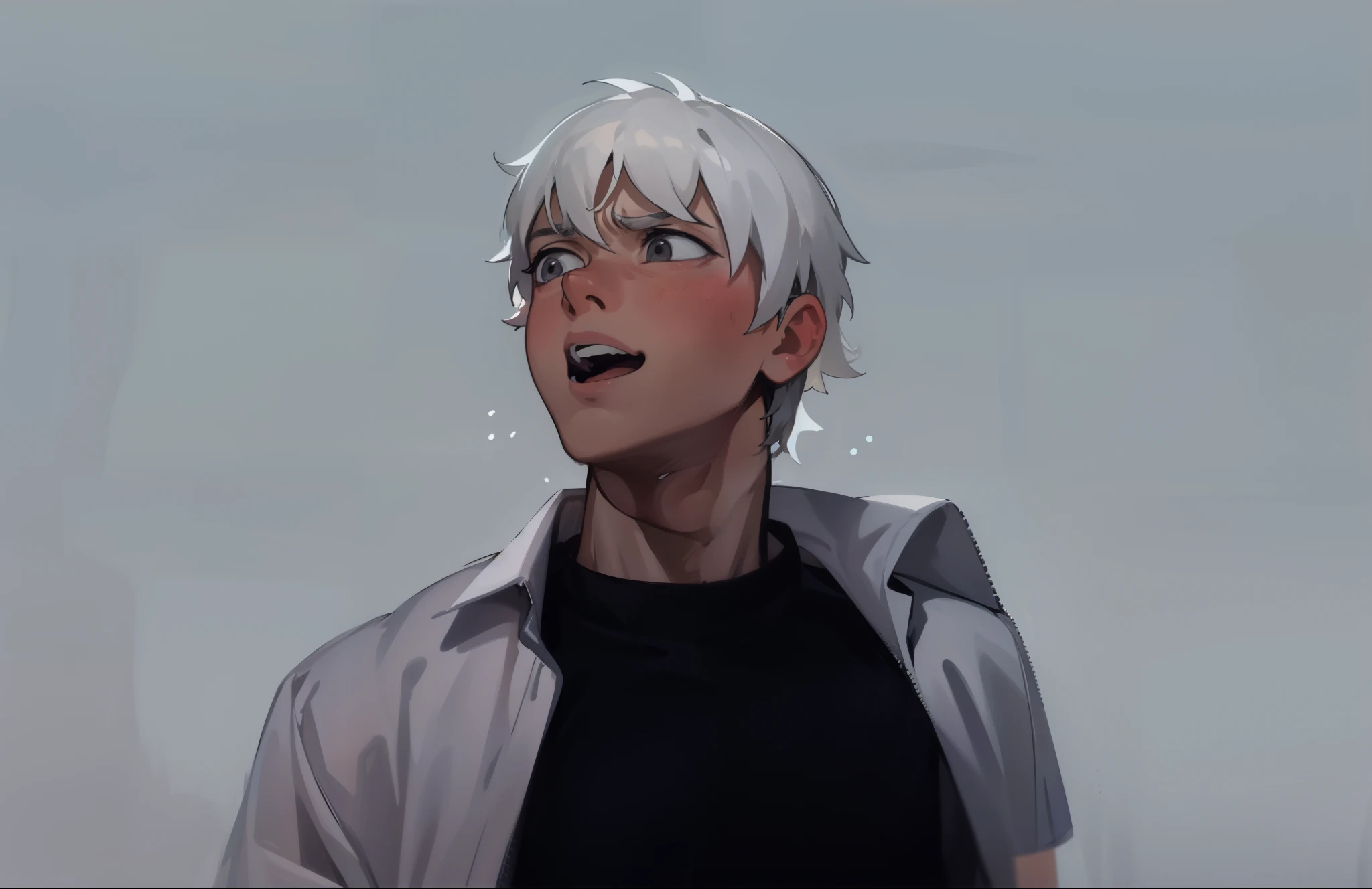 cute 16 year old man gray eyes asks someone to stop shouts