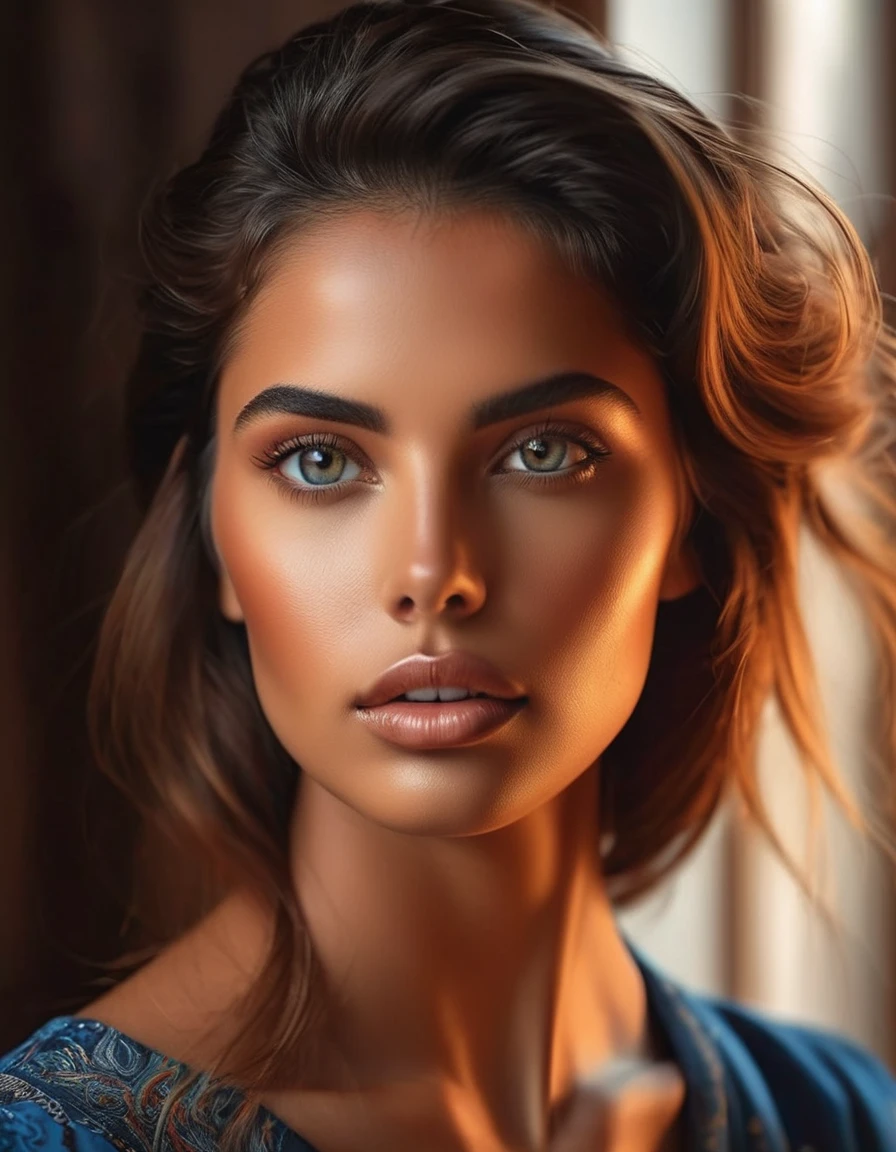 (Melhor qualidade, 4K, 8k, high resolution, obra de arte: 1.2), (super detalhado, realista, Fotorrealista:1.37)Uma jovem cativante, vestindo um conjunto impressionante de vermelho e azul, stands in front of a window with an air of toughness and determination. Her enchanting eyes are exquisitely detailed, capturando cada brilho e profundidade, while her lips boast a meticulous beauty that is both captivating and seductive. The level of detail extends to the entire face, every contour and feature meticulously rendered to perfection, creating a sense of hyperrealism that draws the viewer in.
O traje da , reminiscent of the art of oil painting, it's a work of art in itself. The factory, habilmente trabalhado para se assemelhar a pinceladas vibrantes, adds a touch of dynamism to your overall look. It is a true reflection of the artist's talent, mostrando uma maestria