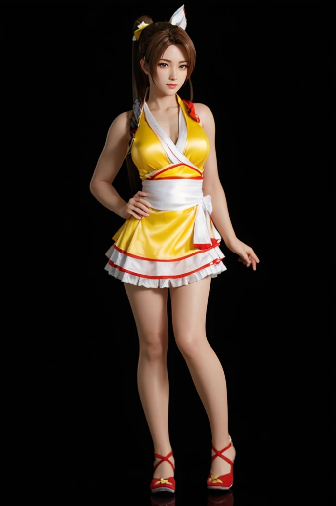 "Mai Shiranui", (best quality,ultra-detailed),(Realistic:1.37), beautiful and detailed face, Ultra-realistic texture, delicate face, athletic body, 4k ultra-HD.