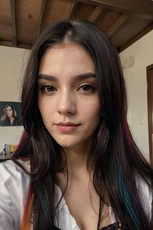 ((obra de arte,melhor qualidade)),
Draculaura_MH, cabelo preto, cabelo rosa, cabelo multicolorido, Orelhas pontudas,
tronco, Rosto extremamente detalhado, rubor,