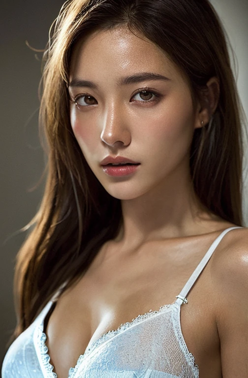 Dressed, (Photorealistic: 1.4), (超Realistic: 1.4), (Realistic: 1.3), (Smooth lighting: 1.05), (Improving Cinema Lighting: 0.9), 32k, 1 girl, 20-year-old girl, Realistic Lighting, Backlight, Face Light, Ray Tracking, (Bright light: 1.2), (Quality improvement: 1.4), ( Highest quality realistic textured skins: 1.4), Fine grain, Detailed face, Quality Eyes, (tired, Sleepy and satisfied: 0.0), Face close-up, White silk lingerie, (Enhances the body line: 1.1), (Enhances the beauty of skin texture: 1.1), mother, mother, 母乳childcare, childcare,