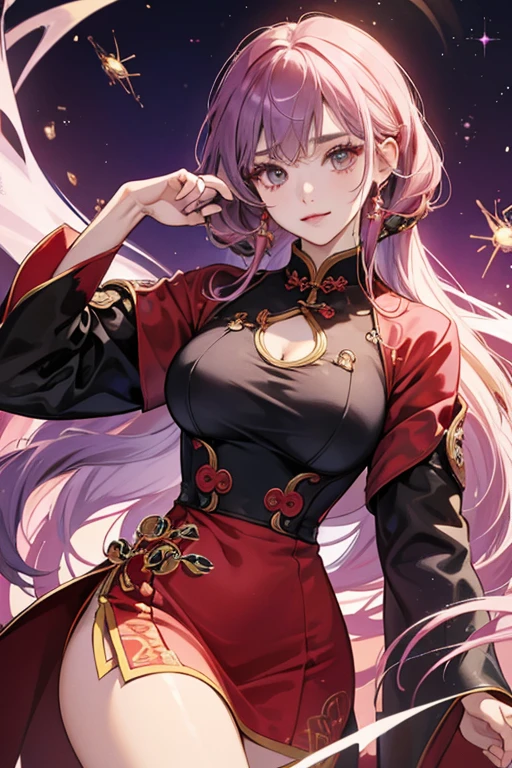 Anna wears a modified cheongsam similar to her Player 1 dress but ending at her upper thighs. It has a high collar and a wide keyhole opening at the chest, and comes in a variety of different colors, each with spider lily designs along the bodice of the dress. SPARKLE; GLITTER