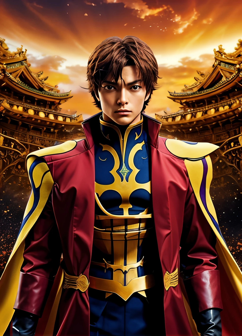 Suzaku_R2, blue_capa, 1 hombre, Japanese, Asian ,  Code Geass, parte superior del cuerpo, centrarse en la cara, (foto cruda, mejor calidad), (realista, photo-realista:1.3), Obra maestra, extremadamente detallado, CG, unidad , fondo de pantalla 2k, Asombroso, finamente detalle, extremadamente detallado CG unidad 8k wallpaper, huge file size, ultra detallado, high resolution, absurdos, Luz tenue