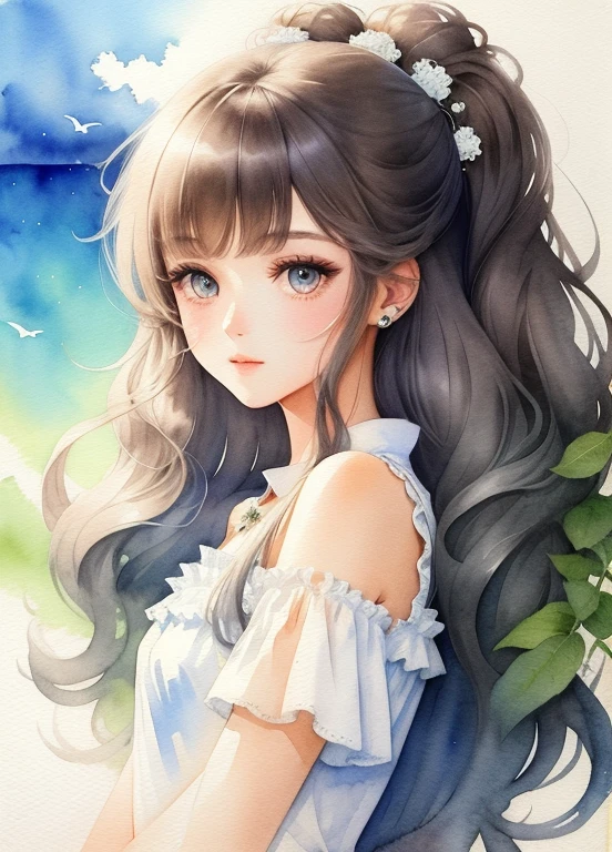 (masterpiece),(best quality:1.1),(ultra-detailed),best illustration,finely detail,(watercolor drawings:1.4),(hand-painted:1.2),(Watercolor brush hair),