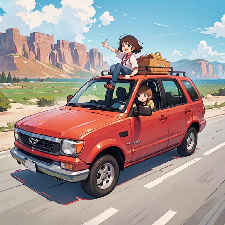 Girls traveling around America by car