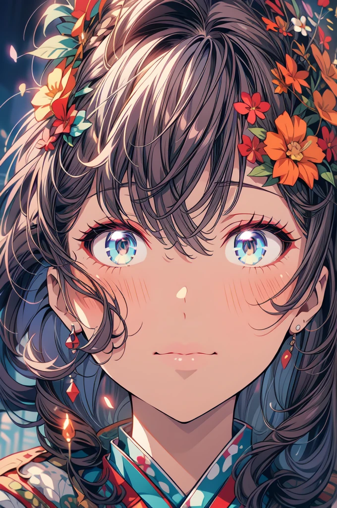 arafed woman in a kimono with flowers on her head, beautiful digital artwork, beautiful digital illustration, beautiful digital painting, gorgeous digital painting, artwork in the style of guweiz, photorealistic anime girl render, smooth anime cg art, beautiful digital art, great digital art with details, stunning digital illustration, detailed digital anime art, render of april, beautiful anime portrait