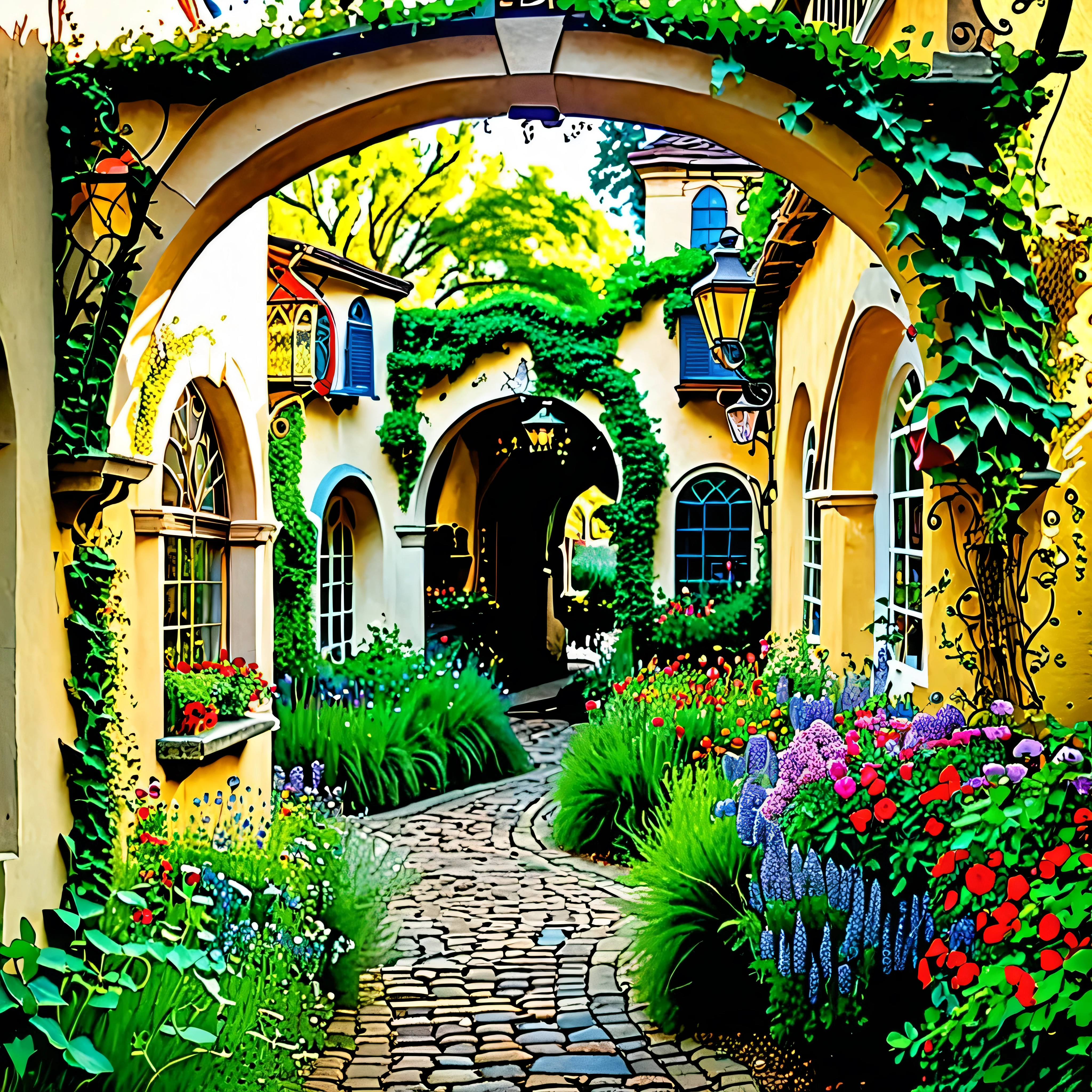 Step into the enchanting heart of Willowbrook Countryside Village as the golden light of dawn bathes Main Street in a warm, ethereal glow, casting long shadows and illuminating the charming old European-style buildings with their whimsical fantasy facades. From your vantage point, framed by the overhanging branches of ancient trees, you capture the scene unfolding before you—a picturesque tapestry of cobblestone streets winding through a landscape bursting with lush greenery and vibrant blooms. As you adjust your camera settings to capture the scene, you notice villagers bustling about their morning routines, their laughter and chatter echoing off the weathered stone walls. Children play in the streets, their laughter mingling with the sweet scent of wildflowers that fills the air. The architecture, adorned with intricate details and blooming window boxes, exudes a timeless elegance, while ivy-clad archways lead to hidden gardens bursting with color. In the distance, a babbling brook meanders through meadows carpeted in a riot of hues, attracting butterflies and birdsong in equal measure. As you press the shutter button, you realize that you've captured more than just a photograph—you've immortalized the magic and wonder of Willowbrook Village, a place where dreams come to life and anything is possible.
