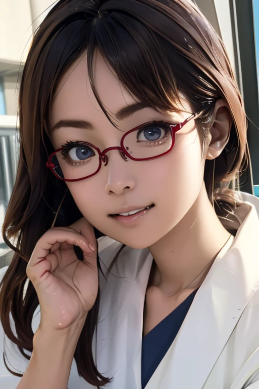 (masterpiece, highest quality), One Girl,  Satou, Satou, Glasses, 赤いフレームのGlasses, Sailor suit, Satou, Glasses, 赤いフレームのGlasses, 