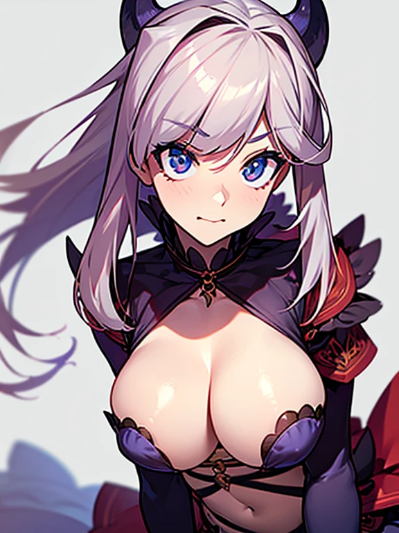 {{{perfect anatomy}}}, masterpiece, extremely detailed CG unity 8k wallpaper, detailed, best quality, high resolution, five fingers, beautiful face, beautiful eyes, 1girl, solo, upper body,( dangerous beast) cosplay costume, cleavage, cleavage cutout, side cutout, bare navel, bare legs, sleeveless,