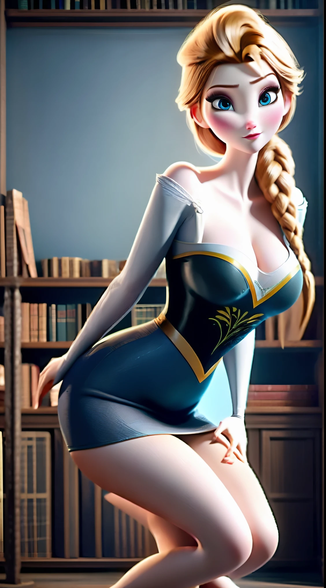 Photo of Anna of Arendelle as a teacher, teacher, teacher clothes, mini dress,  Anna from Disney Frozen movie, tall and sexy, superb face, perfect body, provocative, Nice, show breasts, huge breasts, tall, sexy legs, bursting huge breasts, wide hips, busty, sexy, enormous breasts, happy.