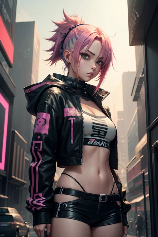 Anime art, Cyberpunk , cabelo colorido, anime art, art anime, fone de ouvido anime art, art anime