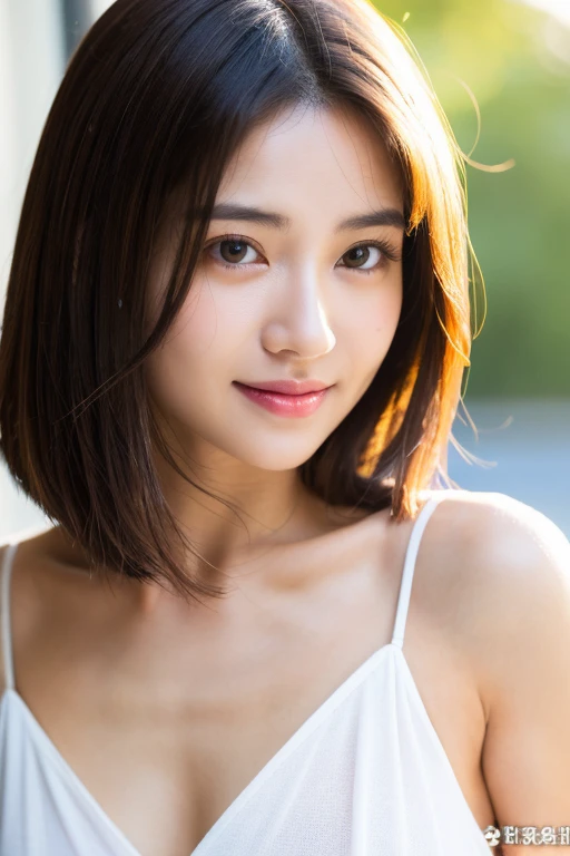 Top Quality, Ultra High Definition, 8K, (Reality: 1.4), Perfect Body Beauty: 1.4, Slim Abs: 1.2, Big and Beautiful Face, Smile, Highly Detailed Face and Skin Texture, Detailed Beautiful Eyes , staring at the camera, natural skin texture, beautiful double eyelids, cute Japanese girl, big breasts, white blouse
