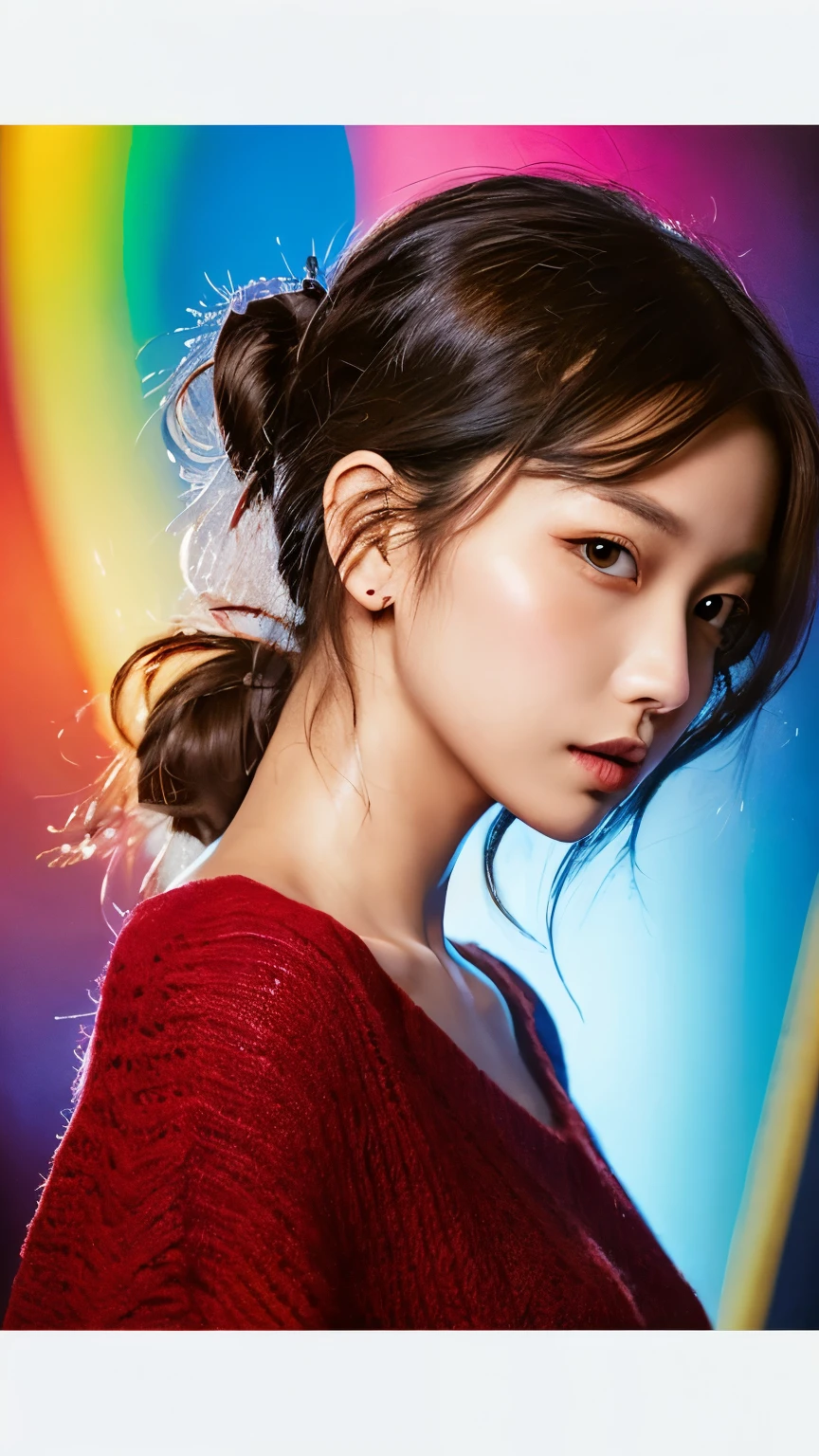 (masterpiece、highest quality、Official Art:1.2)、(colorful)、who should look'Watching、1 girl、Portraiture、alone、Colorful floating on water、Random sexy poses、peekaboo、Pun Pun