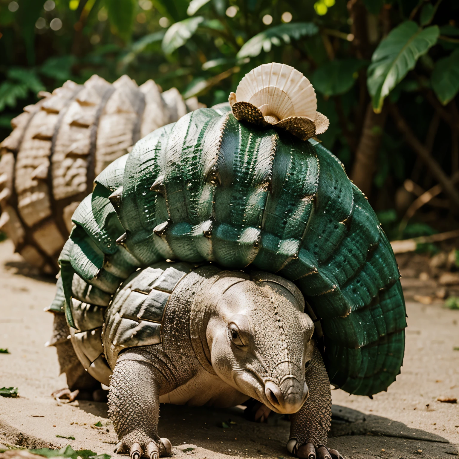 An armadillo with an emerald diamond shell