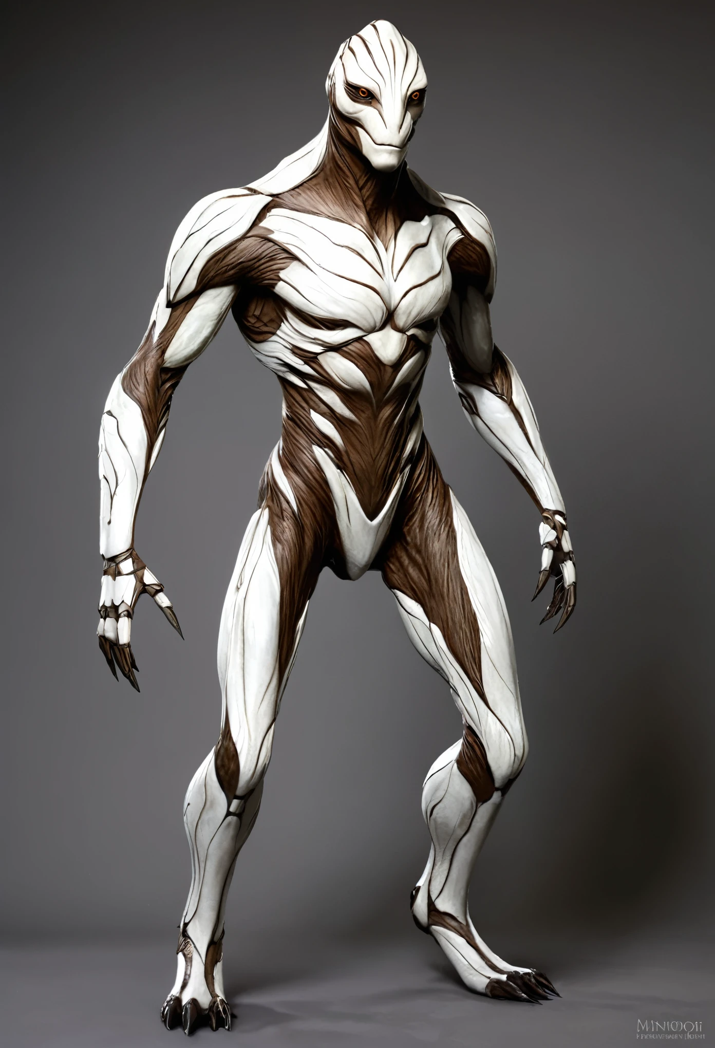 a creature  Natural Humanoid which has white and brown colors  

