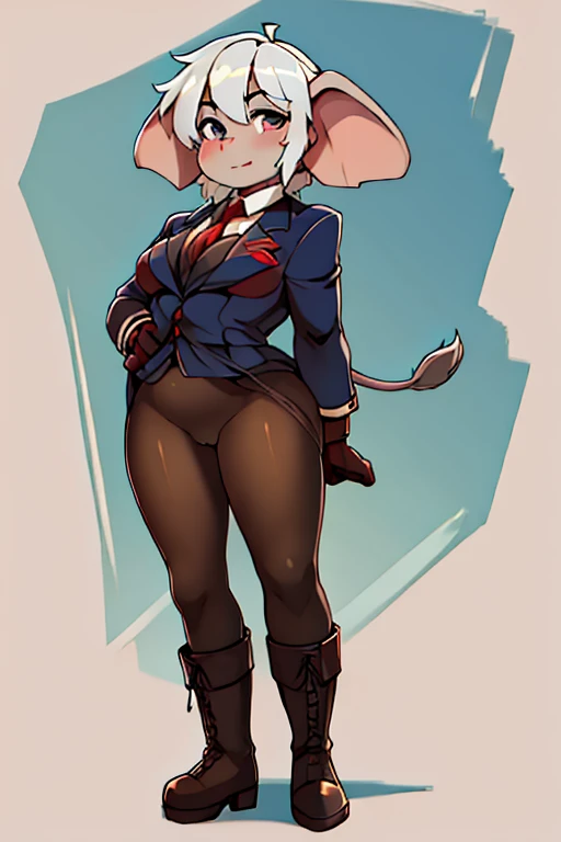 Furry Shortstack female Elder , red body ,pointer ears ,round Glasses , huge wide butt , mideval Clothing  , mini skirt 