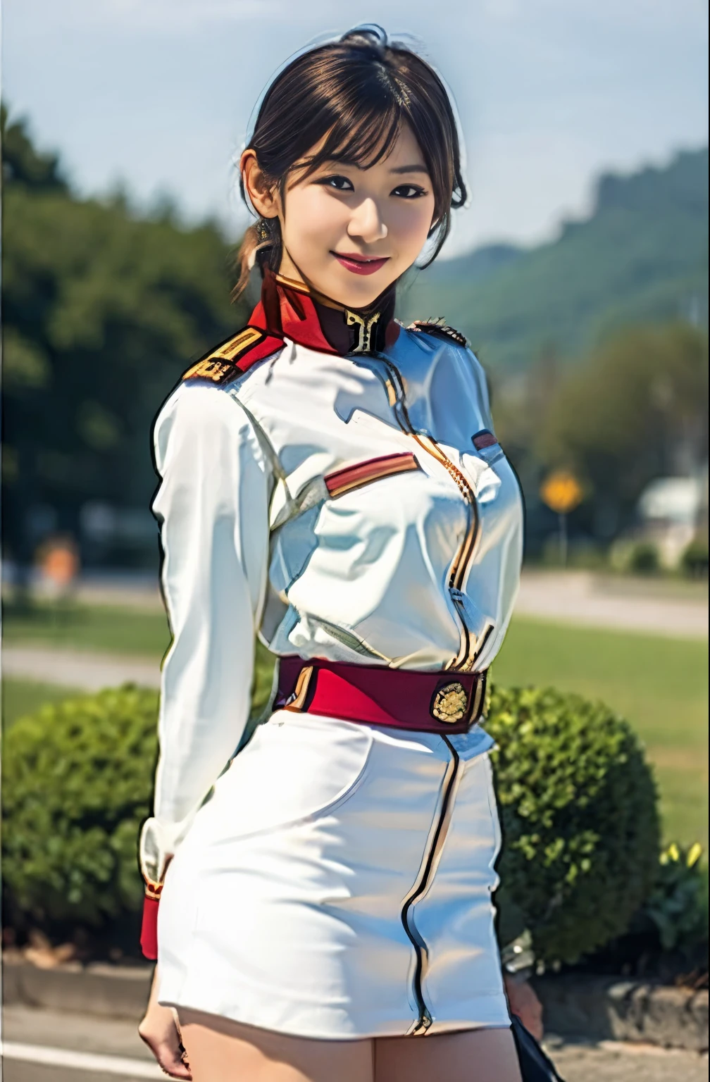 Actual Photos、Highest imYear quality、Realistic、Beautiful woman、Beautiful thighs、Beautiful Face、本当の私は何Yearも、Federal Army Uniform Miniskirt、ponytail、Yuriko Yoshitaka、 Japanese female、Zuo々Ki Nozomi:1.4、pretty girl、White pantiesが見える、16Year、(White panties:1.3)、Ultra mini skirt、Beautiful thighs、White panties、ピンクのミニスカートがめくれてWhite pantiesが見えてる