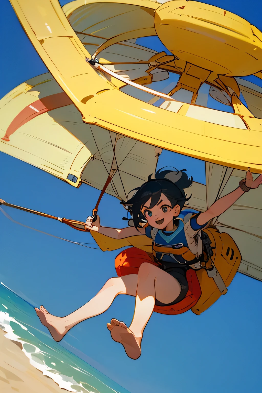 Nudist in safety helmet jumps、Severely torn clothes are scattered around、Unstable buoyancy sandstorm、Amazing dynamism、Amazing Angle、