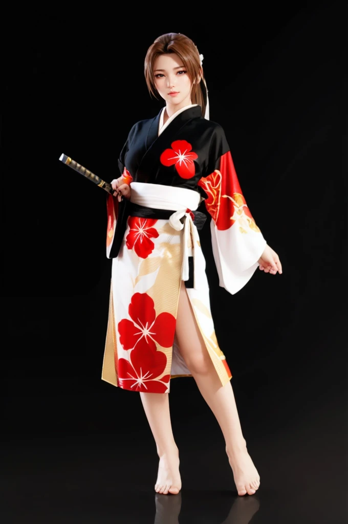 "Mai Shiranui", (best quality,ultra-detailed),(Realistic:1.37), beautiful and detailed face, Ultra-realistic texture, delicate face, athletic body, 4k ultra-HD.
