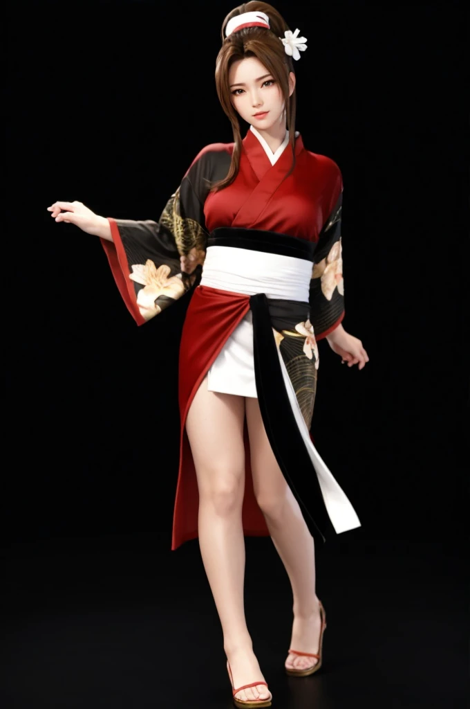 "Mai Shiranui", (best quality,ultra-detailed),(Realistic:1.37), beautiful and detailed face, Ultra-realistic texture, delicate face, athletic body, 4k ultra-HD.