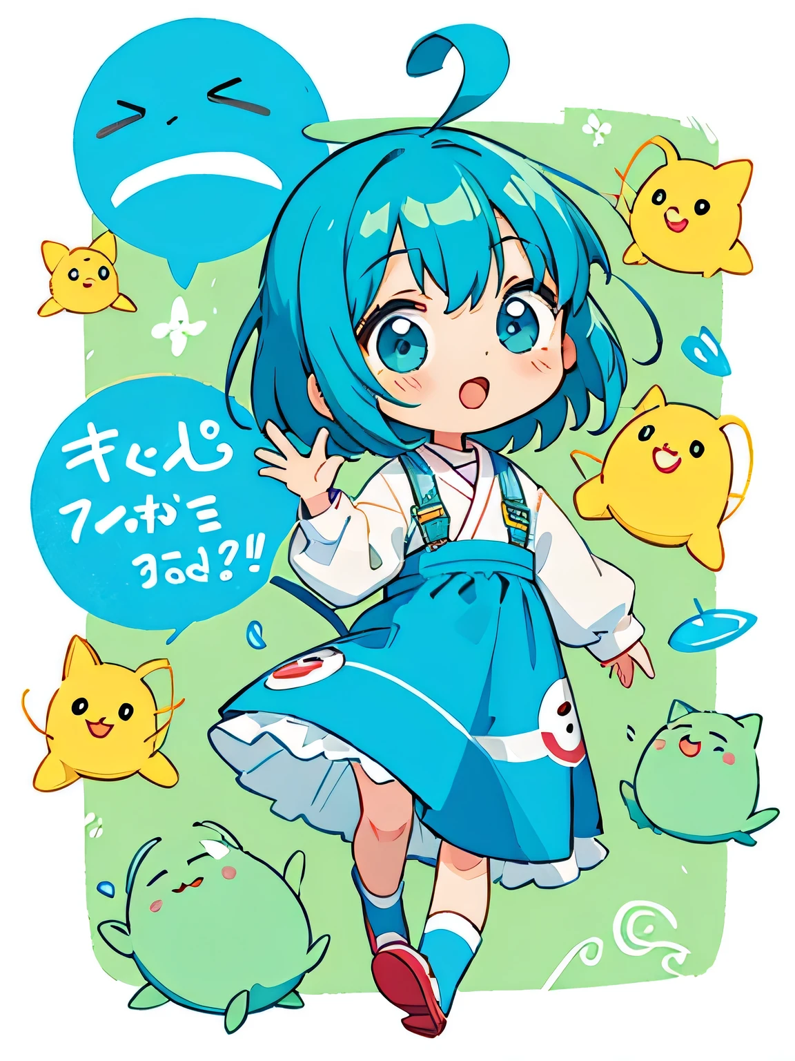 Fujio Akatsuka style, Kawaii Design, The most beautiful girl of all time、Chibi, play together、Cute Aliens
