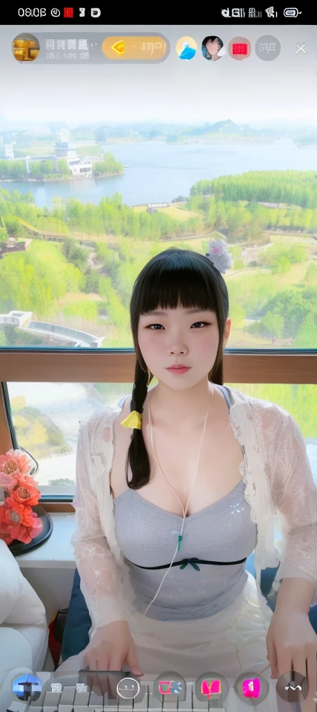 A woman is playing a game on a keyboard, xintong chen, chengyou liu, wenfei ye, sha xi, 8k selfie photo, lu ji, Inspired by Ma Yuanyu, Zimen's sign, Ruan Jiamei!, kanliu666, yun ling, Yoshitomo Nara