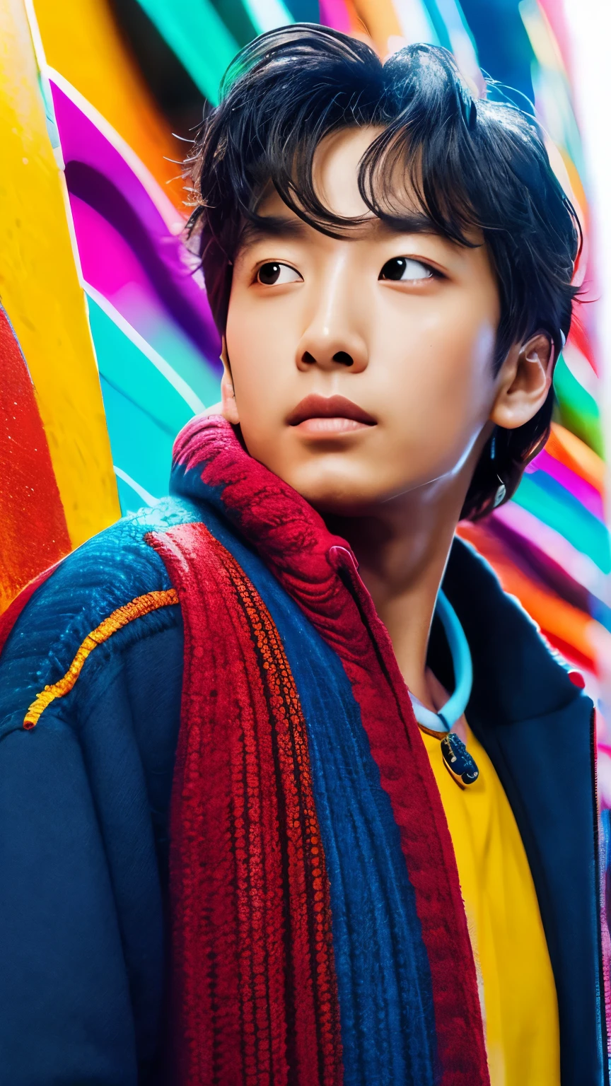 (masterpiece、highest quality、Official Art:1.2)、(colorful)、who should look'Watching、1 girl、Portraiture、alone、Floating color mixing、Random sexy poses、peekaboo punpun, big eyes