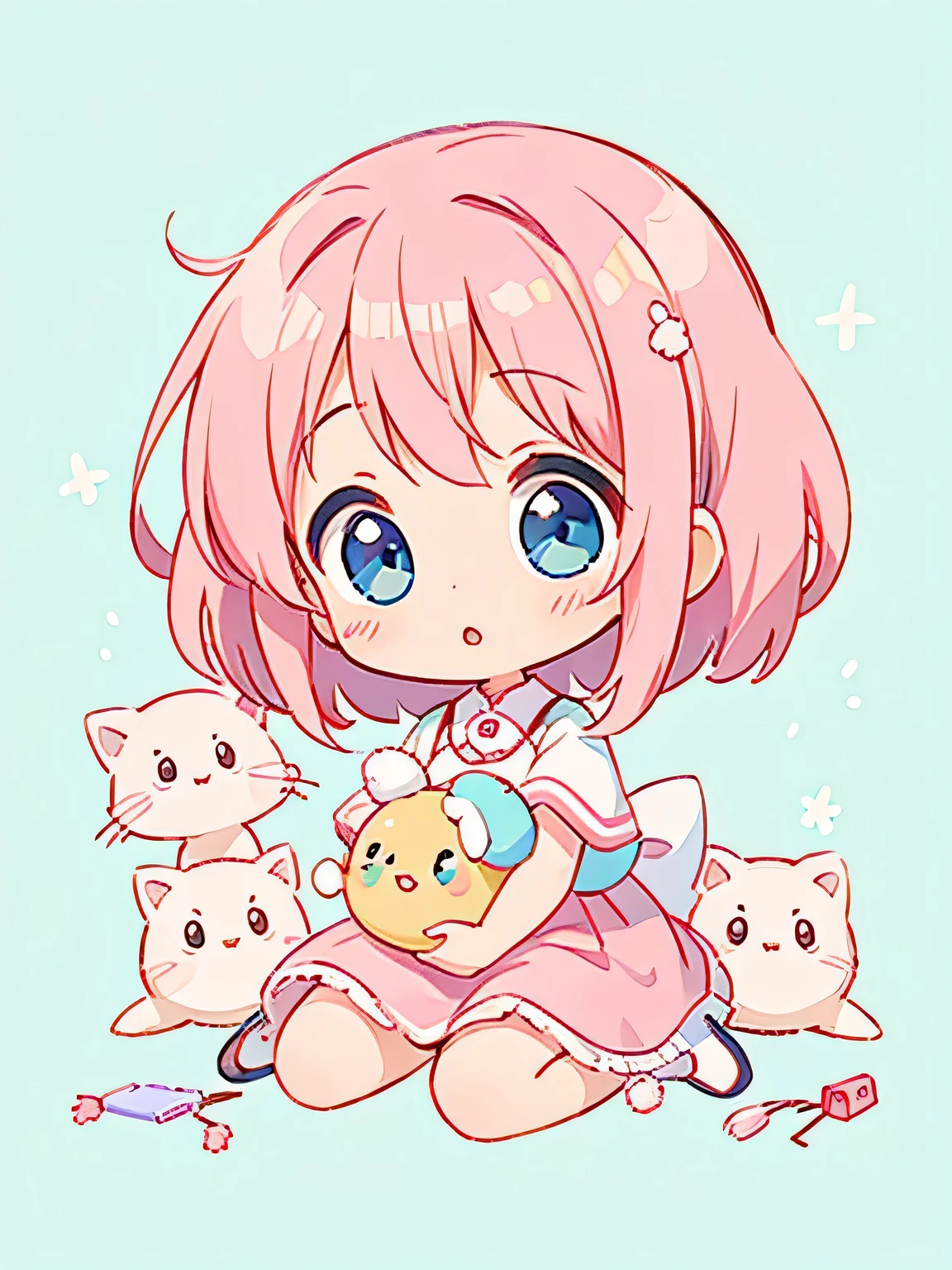 Momoko Sakura style, Kawaii Design, The most beautiful girl of all time、Chibi, play together、Cute Aliens,