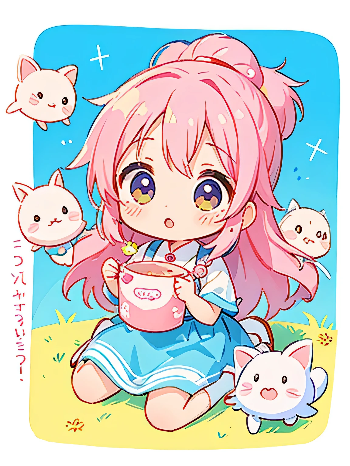 Momoko Sakura style, Kawaii Design, The most beautiful girl of all time、Chibi, play together、Cute Aliens,