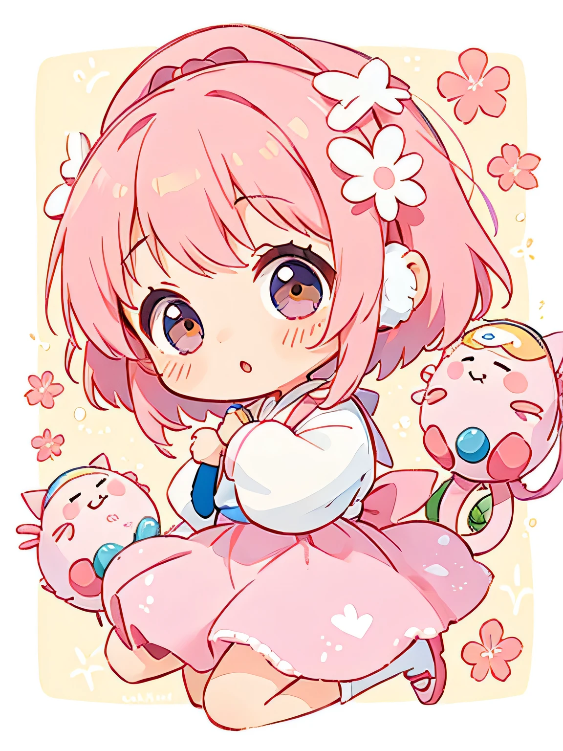 Momoko Sakura style, Kawaii Design, The most beautiful girl of all time、Chibi, play together、Cute Aliens,