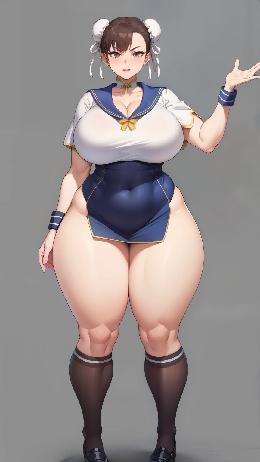 Large Breasts, Big Hips,Full Body Shot, Mature mother, Whipping the lower body, Plump thighs, A cow, Seductive mature woman, Perfect body, Plus Size Model,high school girl,Sailor suit, The skirt is short,Mature woman wearing Sailor suit,Chunli