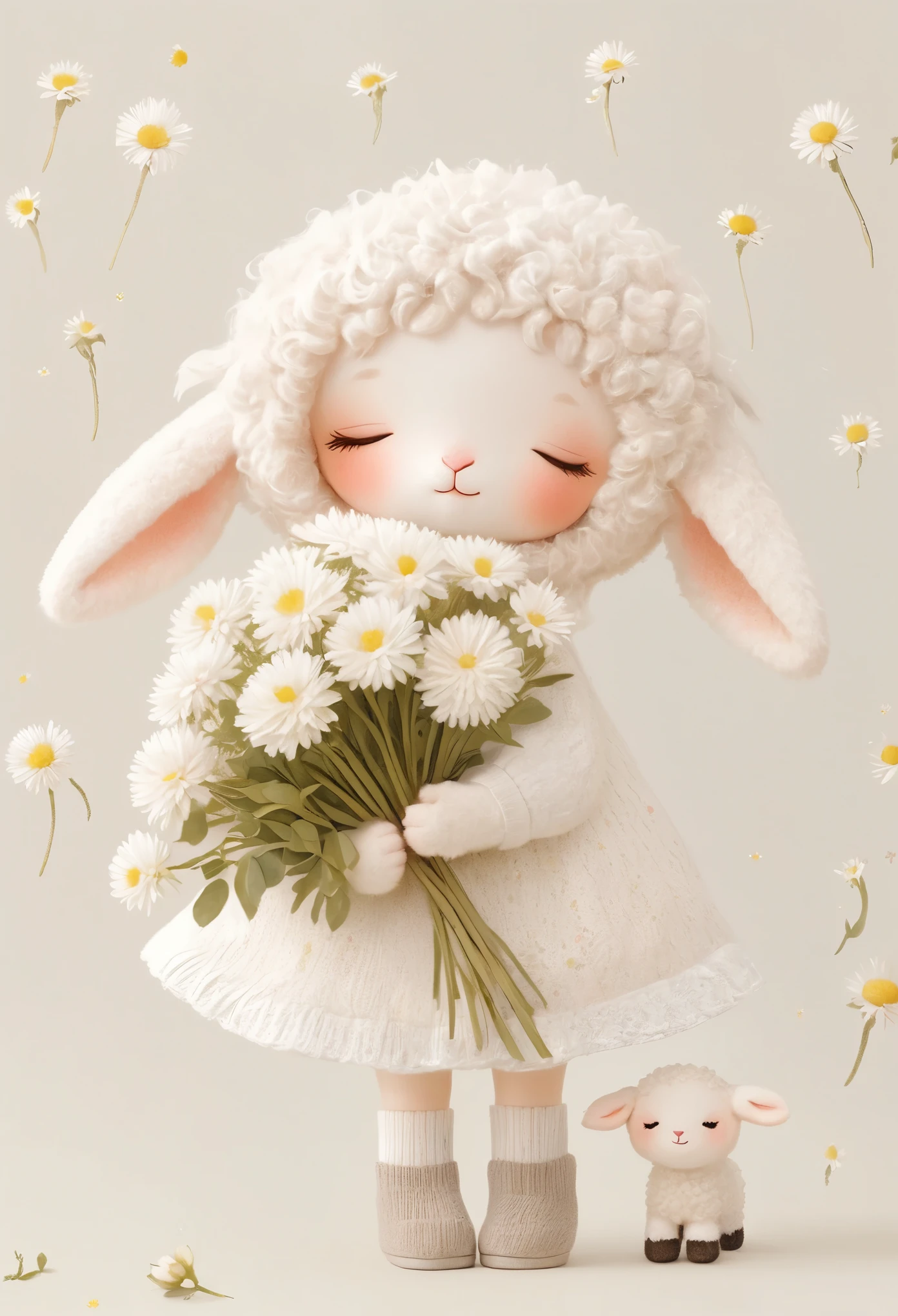 dream，Cute lamb girl wearing a big hat，Soft，sock，shoe，whole body，Soft，