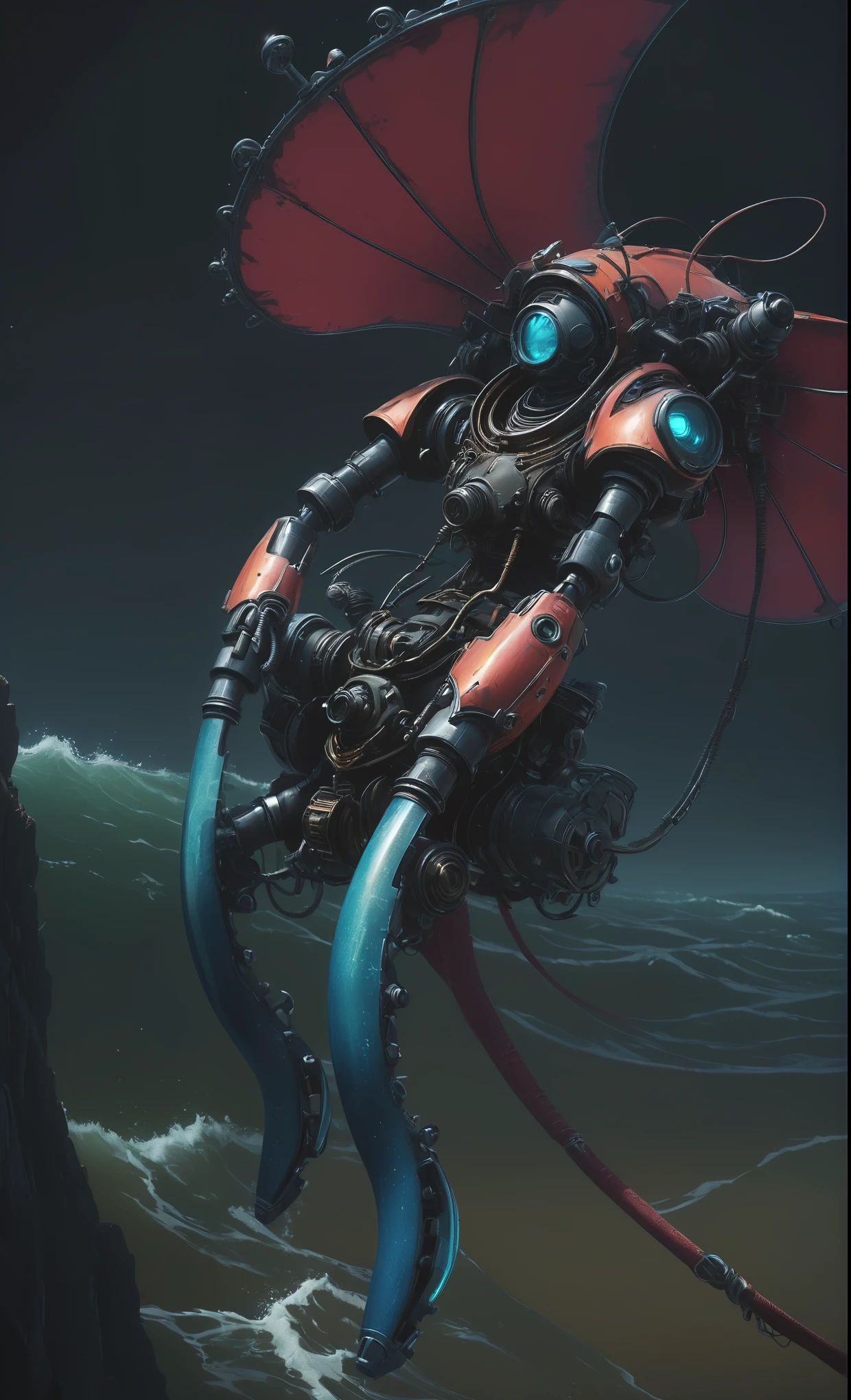 Nazare Subnautica vol.2 - New Nazare, by Luis Duarte, Nanopunk, blue shading, Nazare style, Element Water, Mythpunk, Graphic Interface, Space Art, Sci-Fic Art, Dark Influence, NijiExpress 3D v3, Kinetic Art, Datanoshing, Oilpainting, Ink v3, Splash style, Abstract Art, Abstract Tech, Cyber Tech Elements, Futuristic, Epic style, Illustrated v3, Deco Influence, AirBrush style, drawing