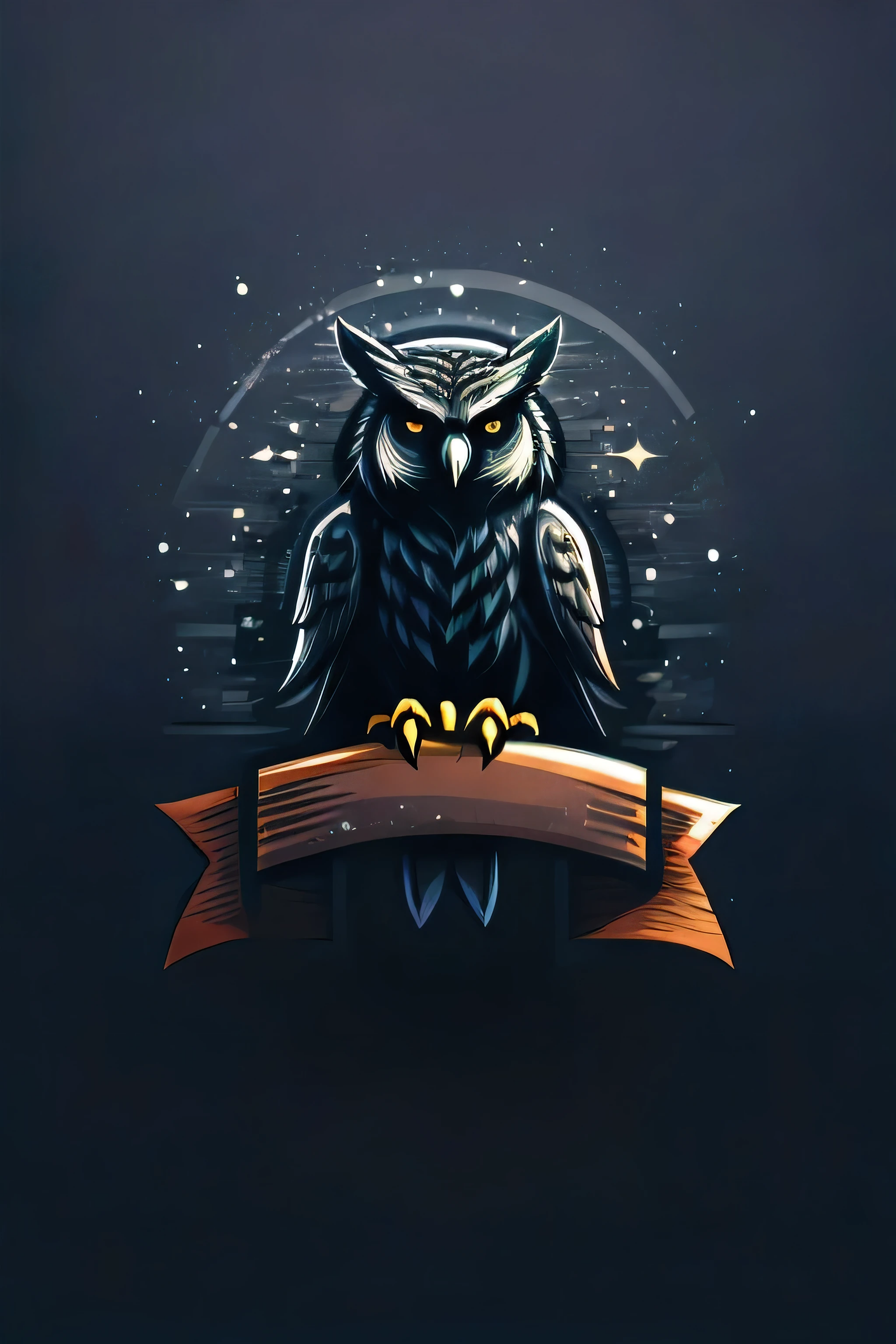 A detailed owl illustration with vibrant colors in a realistic style. The owl in the image is the main subject, showcasing intricate details of its feathers and eyes. The artwork is of the highest quality, with ultra-detailed elements and a photorealistic feel. The composition highlights the owl perched on a branch, with a subtle logo integrated into the background. The lighting is carefully crafted to enhance the owl's features and create a sense of depth. The vibrant colors add a touch of liveliness to the artwork, making it visually striking. The overall style of the image is reminiscent of professional wildlife photography, achieving a captivating blend of artistry and realism.