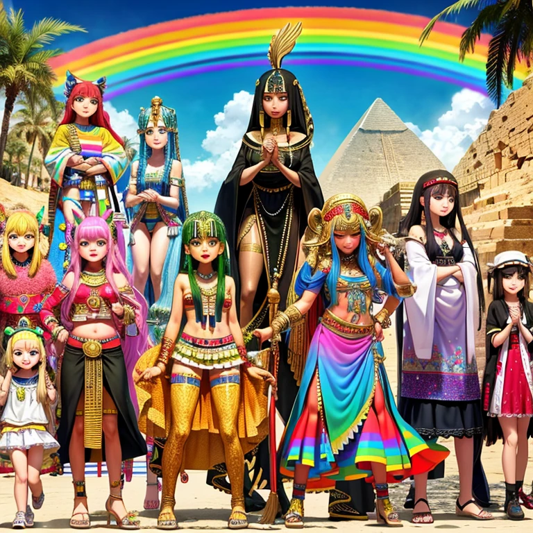 Rainbow,Cleopatra,Egypt,pyramid,Interested々,Dacchuno,Troubled face,I'm curious about the color of her panties,cute,Ai Fukuhara,Purple long hair,Purple clothes,Large breasts,Underwear is flying