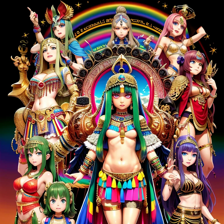 Rainbow,Cleopatra,Egypt,pyramid,Interested々,Dacchuno,Troubled face,I'm curious about the color of her panties,cute,Ai Fukuhara,Purple long hair,Purple clothes,Large breasts,Underwear is flying
