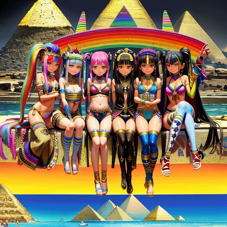 Rainbow,Cleopatra,Egypt,pyramid,Interested々,Dacchuno,Troubled face,I&#39;m curious about the color of her panties,cute,Ai Fukuhara,Purple long hair,Purple clothes,Large breasts,Underwear is flying