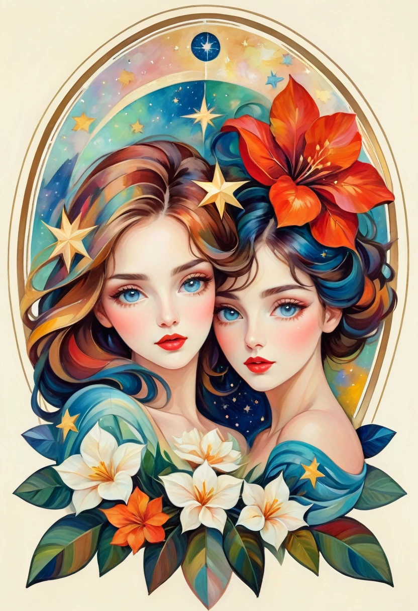 (best quality,actual,high resolution:1.2),pastel tones, painting,Impressionist strokes,from cubism, Fauvism to Surrealism and Abstraction, Beautiful and delicate eyes of a woman,Beautiful and delicate lips,flowing hair, Their artistic concepts and patterns are reflected in the clothing design.starry sky background