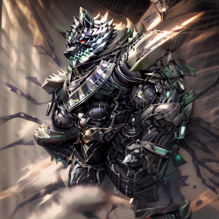 (masterpiece, best quality, detailed:1.2)
(holding 1 sword:1.2),
solo, fantasy RPG (dark village:1.2), ((full body)),
open mouth, (monomasa), black bodysuit, armor, (rubber material:1.2), (big muscle:1.1), (big pecs:1.1), (thick arms:1.1), (sweaty:1.2),
highly detailed, anime style, sharp shadows, shaded, soft lighting, (masterpiece:1.3),(best quality:1.4), (extreme detailed illustration), good anatomy, Wearing full plate armor, Its full plate armor emphasizes the muscles. a knight's mechanical armor, glowing wide and heavy armor, big muscle (pecs, triceps, traps) unusually developed muscular body, body full of huge muscles. showing off muscles, pectorales enormes. Exaggeratedly huge muscles. He wears a black cloak on his back. The cloak is so long that it touches the ground, nj5furry,
The claws are sharp, Sharp teeth, futuristic city, have big wings. He wears a black cloak on his back.
The cloak is so long that it touches the ground, All-black design