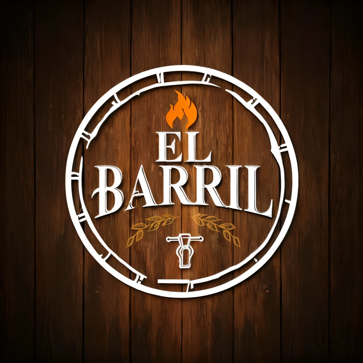 un primer plano de un cartel de madera con un fuego en el medio, S Baraldi, by Manuel Ortiz de Zarate, by Elías Ravanetti, logo, logo, by Gabriel Bá, Faro de Barra, local bar, imagen detallada, by Raúl Martínez, by Eugenio de Arriba, por Petr Brandl, imagen de perfil