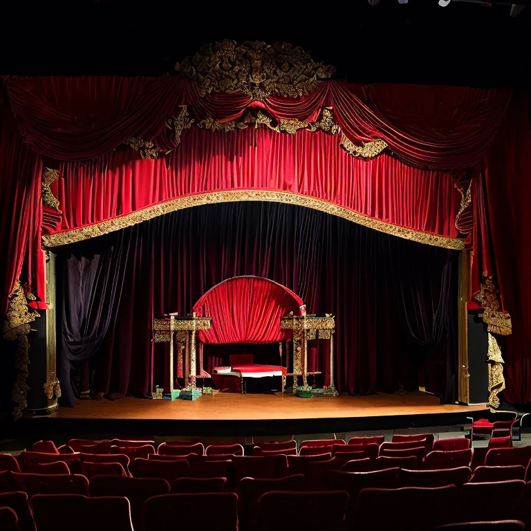 Japan、Images of old show stages, 不気味なTheater stage, こじんまりとしたTheater stageの写真, Theater stage, 場末Theater stageの写真, Theater stage, Cheap theater, Detailed set design, Full details, footage of a Theater stage, Behind the Scenes, Horrible environment