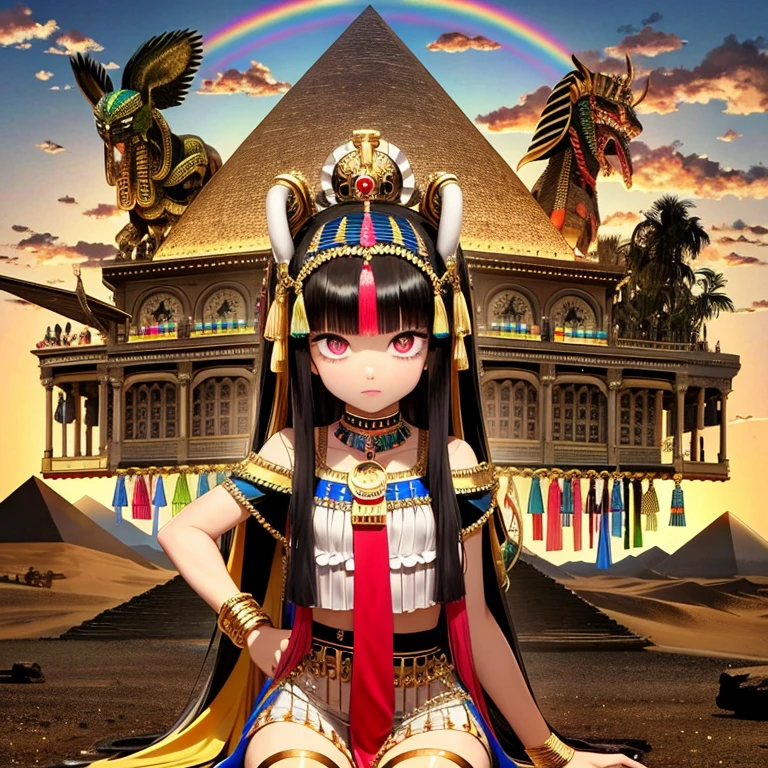 Rainbow,Cleopatra,Egypt,pyramid,Interested々,Dacchuno,Troubled face,I&#39;m curious about the color of her panties,cute,Ai Fukuhara,Purple long hair,Purple clothes,Large breasts,Underwear is flying