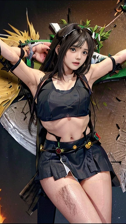 highest quality，masterpiece，Ultra-high resolution, Very detailed, 8k，(Beautiful woman)，(一人のBeautiful woman)，((Crucifixion:1.5))，(((cross)))，(execution)，((incontinence))，Scared，torture，slave，((crossにCrucifixionにされた女性：1.5)),Crucifixion刑，((Kamen Rider:1.4))，Female warrior uniform，White gloves，Female Rider，Large Breasts、((Torn costume：1.5))，((Tearing of clothes：1.5))，(Tattered clothes：1.5)，Beaten face，顔にTraces of being beaten，((Bruises on the body))，Body scars，Facial and body injuries，(Bruise, dirty, Torn clothes, Revealing clothing, Blood:1.3)，Traces of being beaten，Defeated heroine，A ruined world，Remains，ruins，(Burning at the stake)，((Roasted by fire：1.2))，Inflammation，(Inflammationに包まれている)，足下にInflammation，Browsing Caution