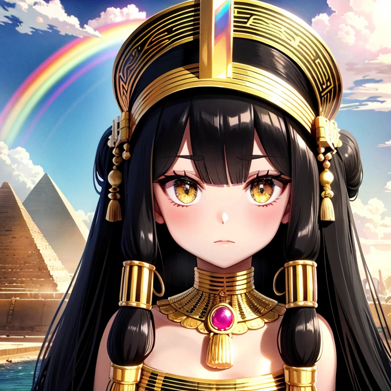 Rainbow,Cleopatra,Egypt,pyramid,Interested々,Dacchuno,Troubled face,I&#39;m curious about the color of her panties,cute,Ai Fukuhara,Purple long hair,Purple clothes,Large breasts,Underwear is flying