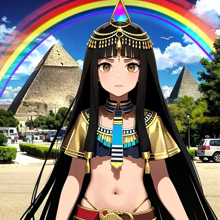 Rainbow,Cleopatra,Egypt,pyramid,Interested々,Dacchuno,Troubled face,I'm curious about the color of her panties,cute,Ai Fukuhara,Purple long hair,Purple clothes,Large breasts,Underwear is flying