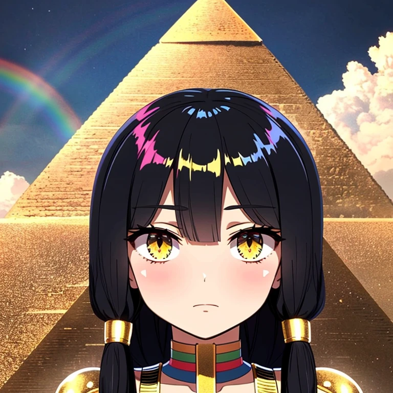 Rainbow,Cleopatra,Egypt,pyramid,Interested々,Dacchuno,Troubled face,I'm curious about the color of her panties,cute,Ai Fukuhara,Purple long hair,Purple clothes,Large breasts,Underwear is flying