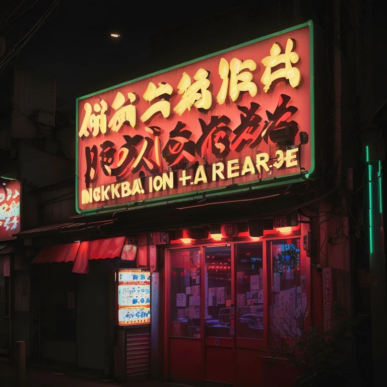 A brightly lit sign of a Japanese adult shop tucked away in the city at night, japanese neon signs, Shady Night Realism, Some have neon signs, Intense neon lights, Harsh neon lighting, at night, With neon sign, neon tokyo, inspired by Shunbaisai Hokuei, A photo of a Japanese downtown area in the 1980s, Akihabara Cafe in Japan, Neon Shop,