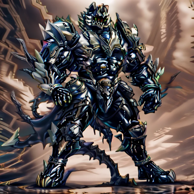 (monomasa),
nj5furry,
(masterpiece, best quality, detailed:1.2),
(solo),
(full body),
highly detailed, anime style, sharp shadows, shaded, soft lighting, (masterpiece:1.3),(best quality:1.4), (extreme detailed illustration), good anatomy, castle,
Heroic pose,
(big muscle:1.1), (big pecs:1.1), (thick arms:1.1), (sweaty:1.2),
big muscle (pecs, triceps, traps) unusually developed muscular body, body full of huge muscles. showing off muscles, pectorales enormes. Exaggeratedly huge muscles.
The claws are sharp, Sharp teeth,
black bodysuit, (rubber material:1.2),
black metal armor,
Wearing full plate armor, Its full plate armor emphasizes the muscles. a knight's mechanical armor, glowing wide and heavy armor,
He wears a black cloak on his back. The cloak is so long that it touches the ground,
futuristic city, venom